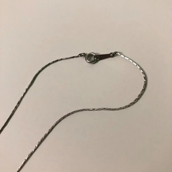 Thin Chain Necklace Silver Tone Stamped 18KGP - Picture 3 of 13